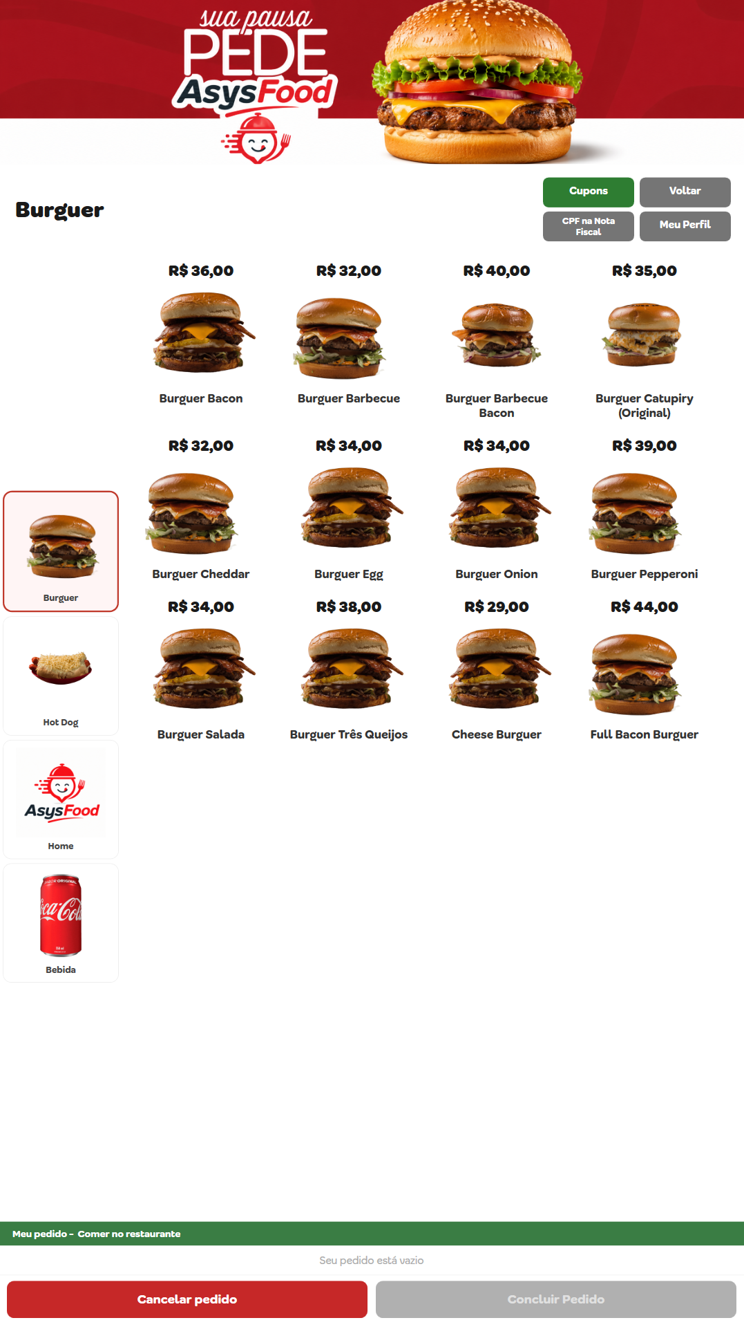Totem de autoatendimento AsysFood